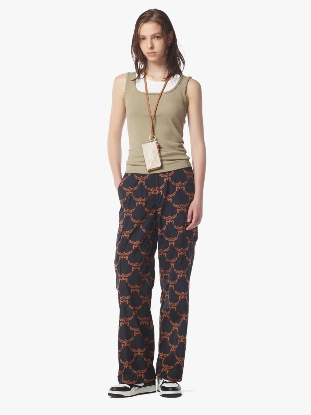 MCM Lauretos Monogram Pants in Black Gold ECONYLON NWT Small S 4 6 27X32